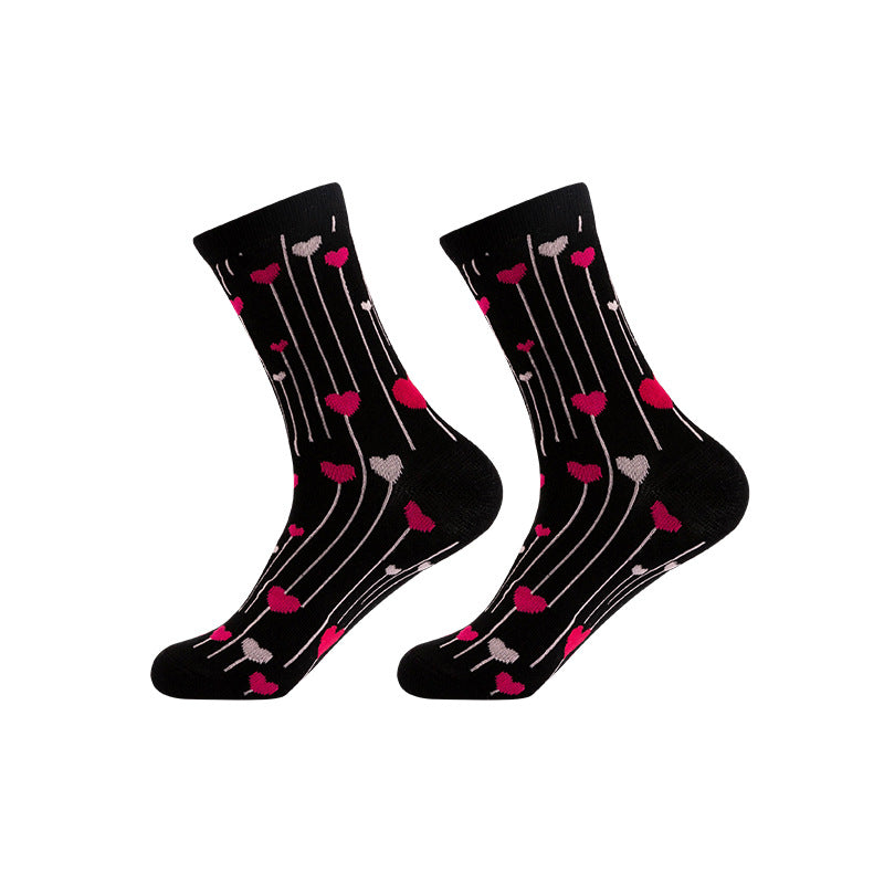 Wholesale Knitted jacquard cotton spring and autumn Valentine's Day series love heart middle tube women's socks